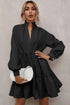 Frilled Stand Collar Long Sleeve Ruffle Dress